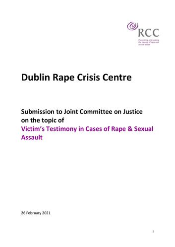 DRCC Submission to Joint Oir Cte Justice on Victim Testimony Feb 2021