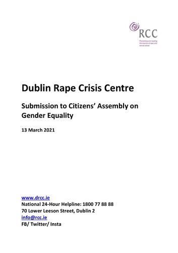 DRCC submission on Gender-Based Violence to Citizens Assembly_March 2021
