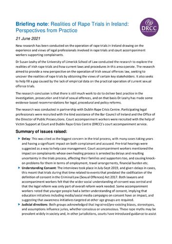 Realities of Rape Trials_DRCC briefing note_June 2021