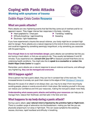 DRCC RESOURCE Coping with Panic Attacks_Jan 2022