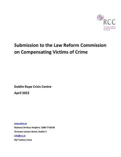 2022 04 DRCC Submission to LRC on Compensating Victims of Crime